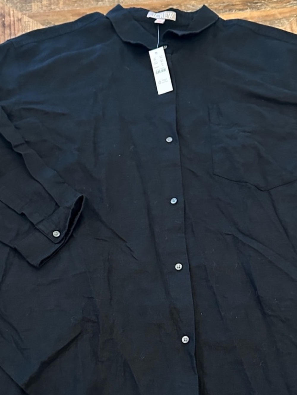 J. Crew-NWT Relaxed/ Boxy Black Button-Down Shirt!